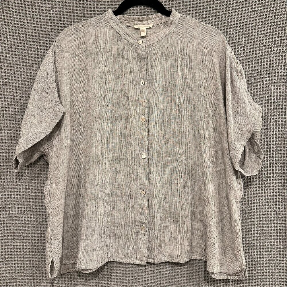 Eileen Fisher Gray Linen Blouse